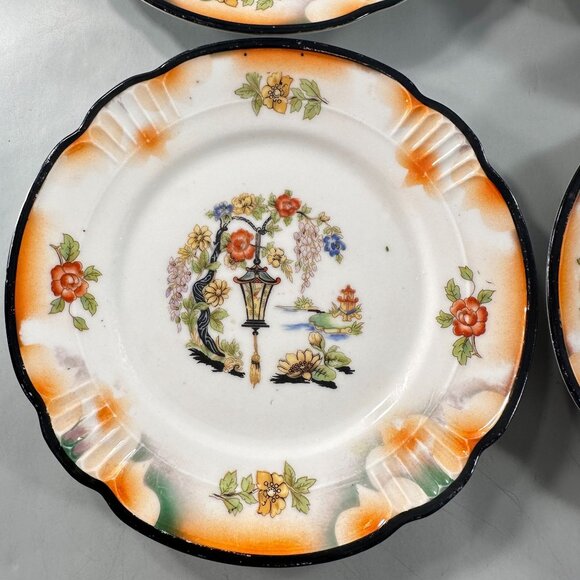 Lusterware Plates Japanese Garden German Bread Butter Dessert Plate Hand Painted - Picture 8 of 16